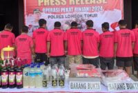 Ribuan liter minuman keras (miras) diamankan Polres Lombok Timur dalam Operasi Pekat Rinjani, 26 Februari-10 Maret 2024. 