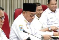 Pj Gubernur NTB H Lalu Gita Ariadi (dua kiri) saat menjalani evaluasi triwulan kedua bersama Kemendagri, Rabu (20/3/2024).