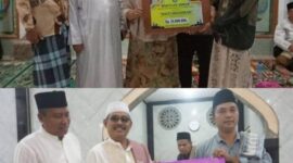 Bupati Lobar Hj. Sumiatun dan Sekda Lobar H. Ilham yang turun Safari Ramadhan ke masing-masing titik dan menyerahkan hibah ke pengurus masjid