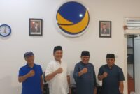 H Rumaksi didampingi Sekwil, Wahidjan dan Fauzan Khalid di Kantor DPW Nasdem NTB saat menerima silaturahmi Jubir Kemenlu, Lalu Muhammad Iqbal. Pada kesempatan itu Rumaksi menyampaikan terkait dukungannya di Pilkada Lobar