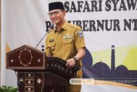 Walikota Mataram saat memberi sambutan dalam kegaiatan Safari Syawalan 1445 H (Foto: Dok.KominfoMataram)