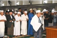 Pelaksanaan sholat Ied Idul Fitri tingkat Kabupaten Lombok Timur dipusatkan di Masjid Al- Mujahidin Selong.