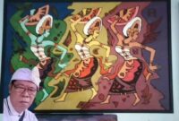 “Gandrung Lombok”. Warna-warna cerah dan komposisi dinamis menghadirkan semangat, perayaan, dan denyut budaya yang hidup (Foto: ist)