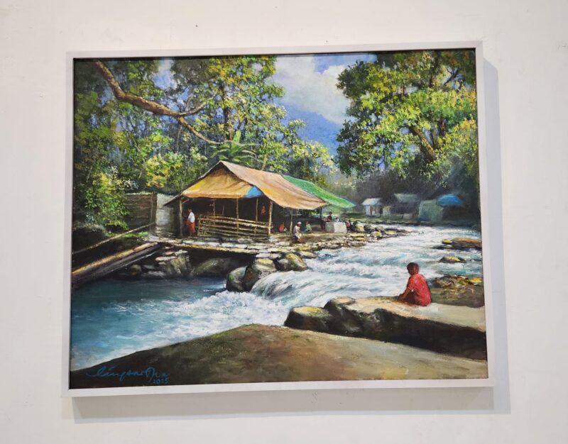 “Sesaot” (105 x 85 cm, akrilik di atas kanvas). Karya I Gusti Lingsartha  Patra (Foto: aks)