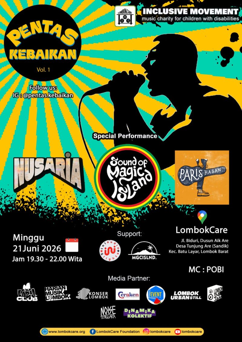 Sebuah perjumpaan antara musik, solidaritas sosial, dan perjuangan menghadirkan ruang yang lebih inklusif bagi anak-anak disabilitas di Nusa Tenggara Barat (foto: lombokcare / ceraken.id)