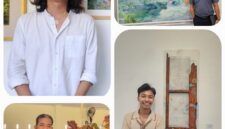 Mr. Red (kiri atas). Lalu Syaukani (kanan atas), Muzhart (kanan bawah), dan I Nyoman Sandiya (kiri bawah). Ekosistem bekerja: tidak lahir dari satu bangunan, melainkan dari kesadaran yang perlahan tumbuh menjadi kebudayaan (foto: aks / ceraken.id)