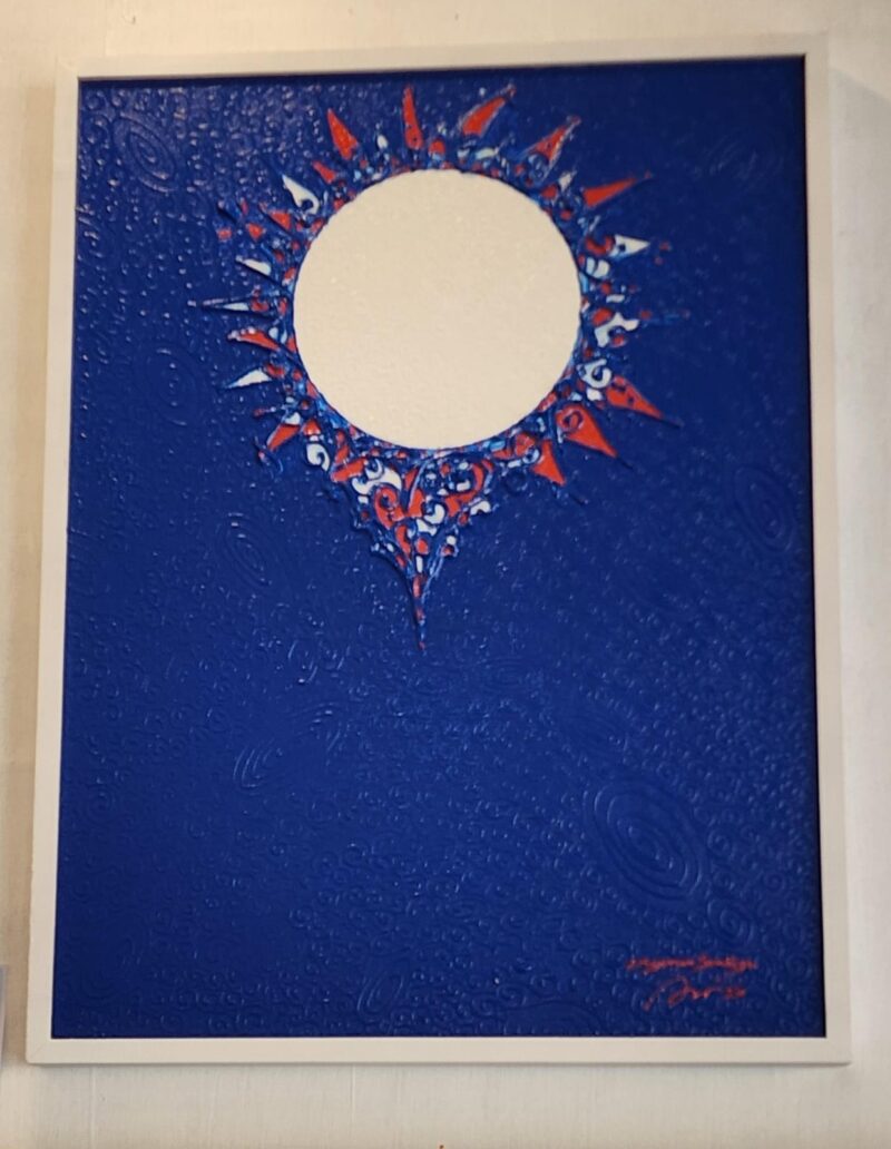 "White Dhoped", kanvas cat akrilik, 60 x 80cm, 2026: karya I Nyoman Sandiya (foto: aks / ceraken.id)
