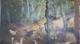 "Bebek Angsa" karya I Gusti Bagus Kebon, 85 x 95cm, cat minyak, 1997 (foto: aks / ceraken.id)