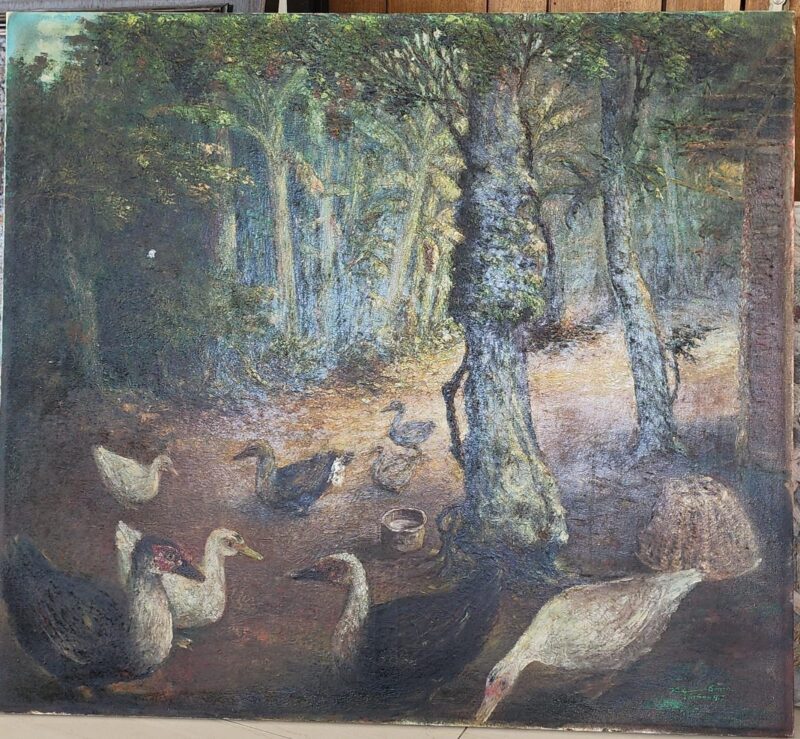 "Bebek Angsa" karya I Gusti Bagus Kebon, 85 x 95cm, cat minyak, 1997 (foto: aks / ceraken.id)
